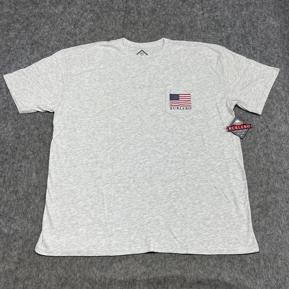 Burlebo Shirt Mens 2XL Gray Party Like W Reagan JFK Flag Pocket USA Casual Tee/*